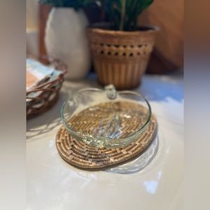 Glass divided apple/pumpkin dish